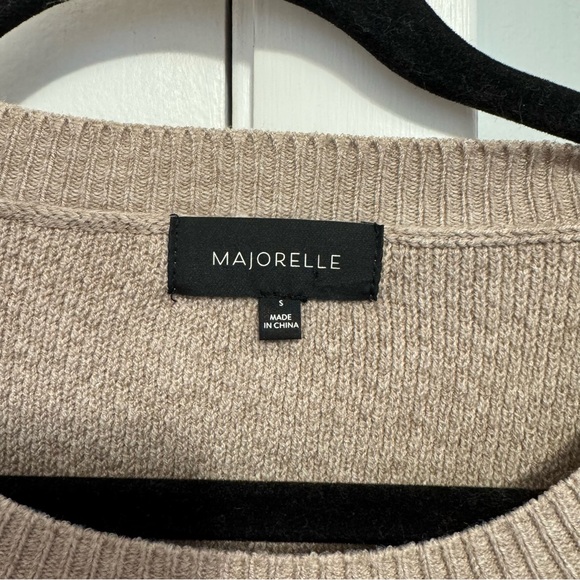 Revolve MAJORELLE Taupe Fringed Crew Neck Sweater - Picture 2 of 4